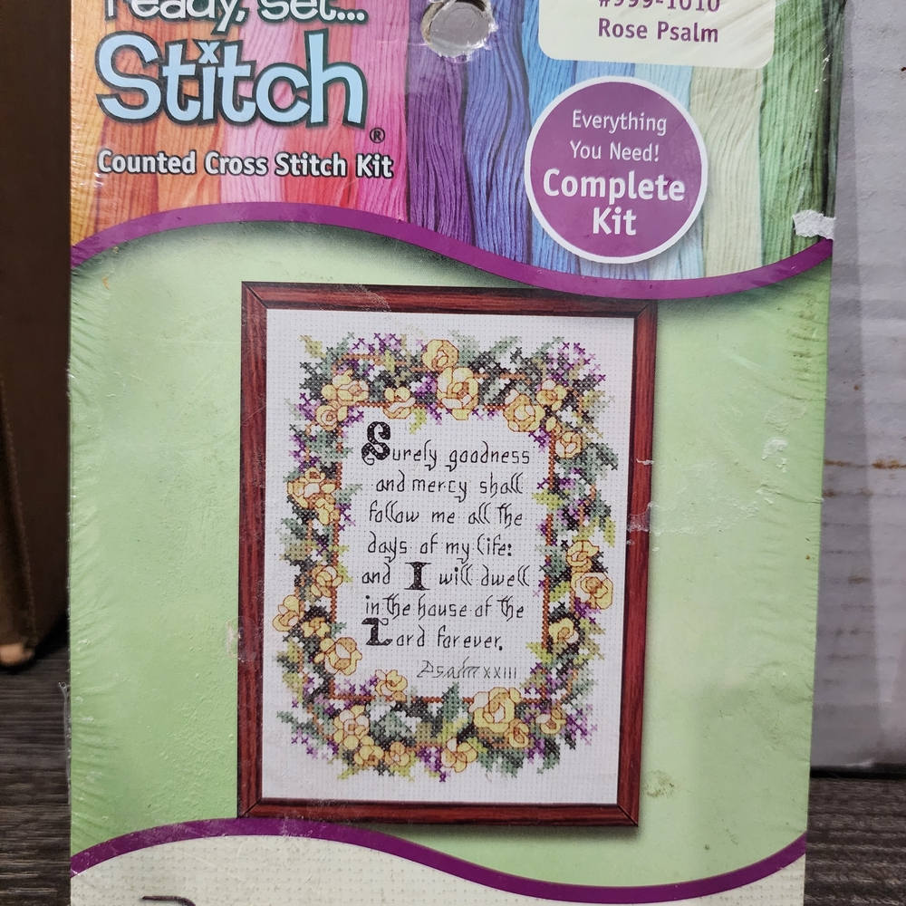 Janlynn Needlecraft Rose Psalm Cross Stitch Mini Kit  #999-1010 NEW!